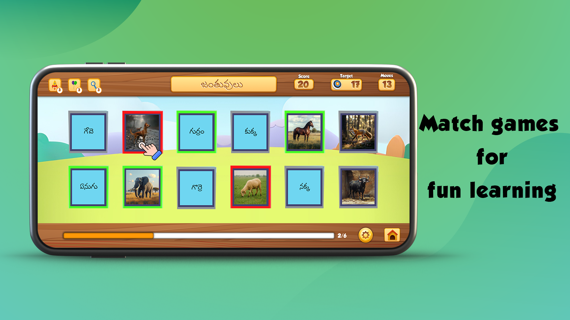 Fun picture matching game in progress