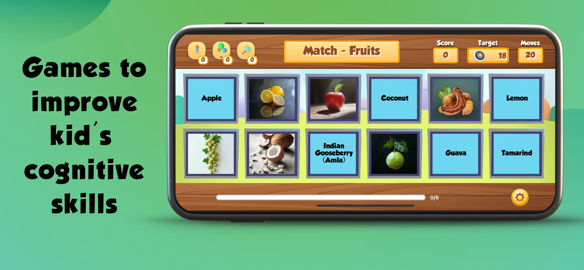 Picture-and-word matching game that builds cognitive skills